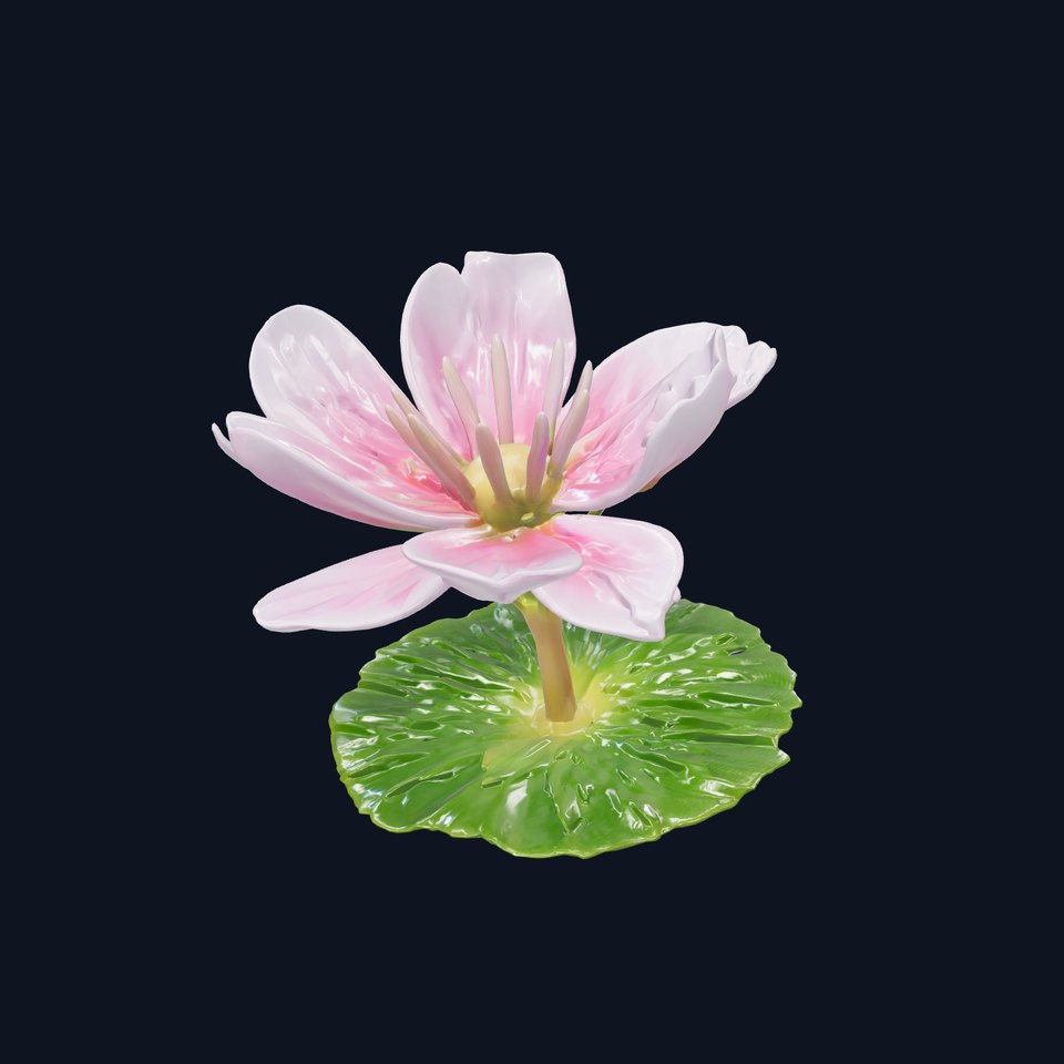 Soft Pink Clover Flower Plant model pack